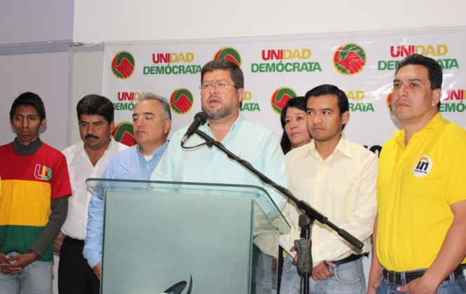 El candidato a la Presidencia de UD, Samuel Doria Medina, en conferencia de prensa desde Santa Cruz/ Foto ANF