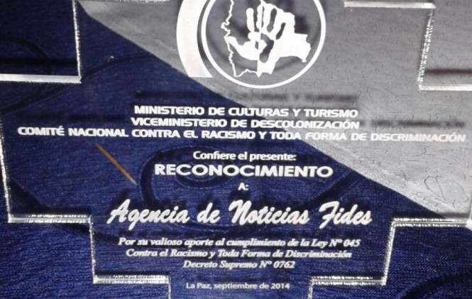 El premio recibido por la ANF. Foto: ANF.