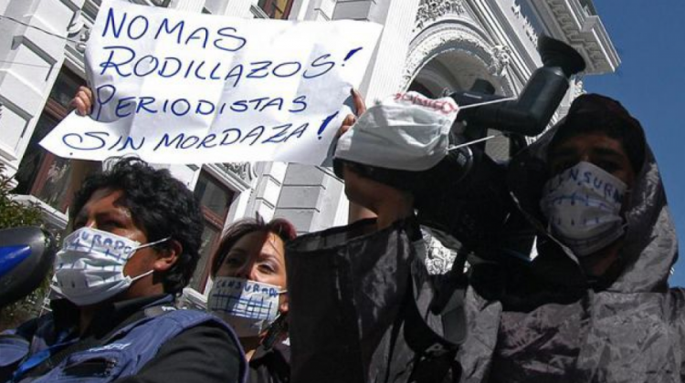Protesta de periodistas bolivianos (archivo).