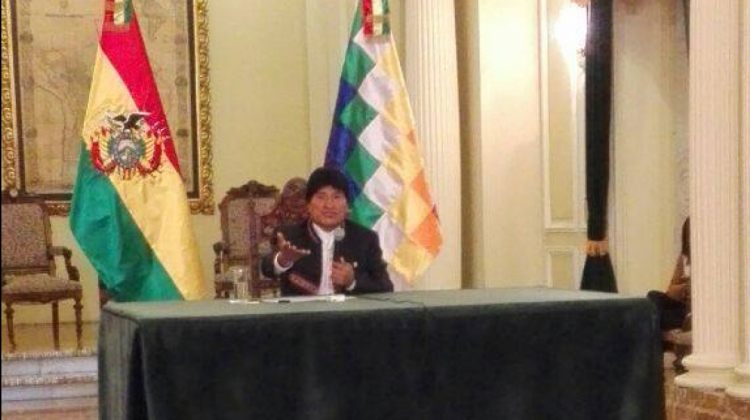 Evo Morales dio conferencia de prensa la mañana de este viernes. Foto: ANF