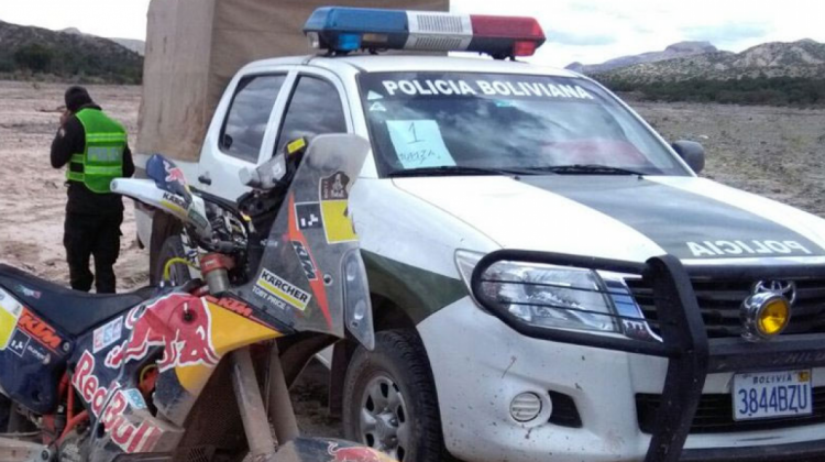 Despliegue policial en las rutas del Dakar para atender cualquier eventualidad. Foto: Policía Boliviana.