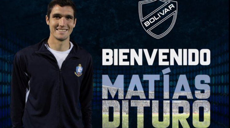 El arquero argentino, Matías Dituro, fue anunciado como el nuevo refuerzo del club Bolívar.    Foto: @marceloclaure