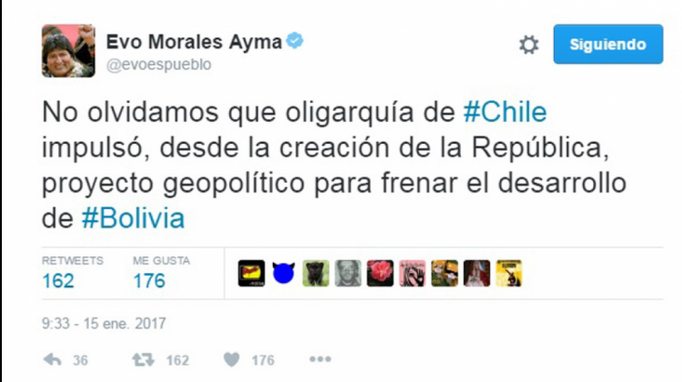 Twitter del presidente Evo Morales. Foto captura.