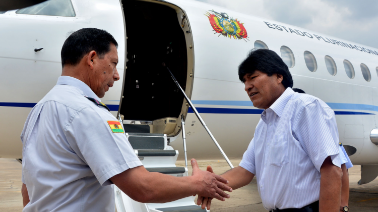 Evo Morales parre al encuentro de la CELAC. Foto: ABI