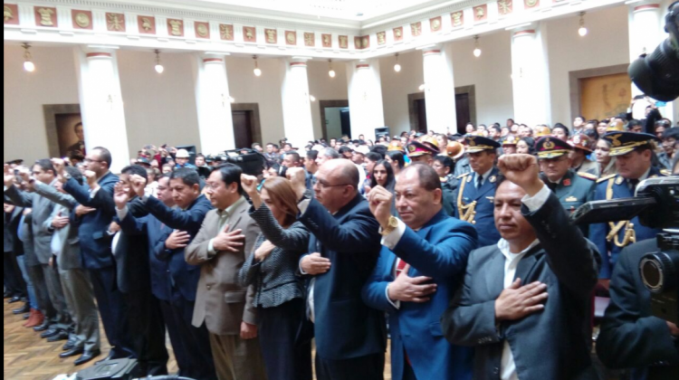 Posesión del nuevo gabinete de Morales 2017. Foto: ANF