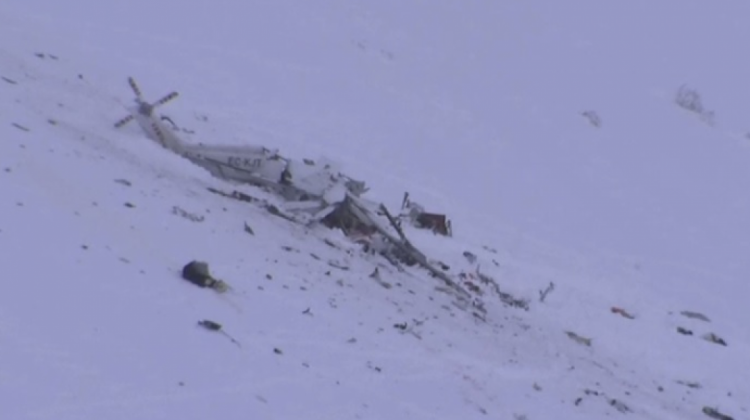 Helicóptero caído en Italia. Foto: captura de pantalla RT