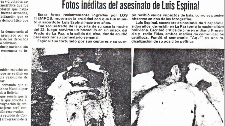 Fotos publicadas por el periódico Los Tiempos en 1983.