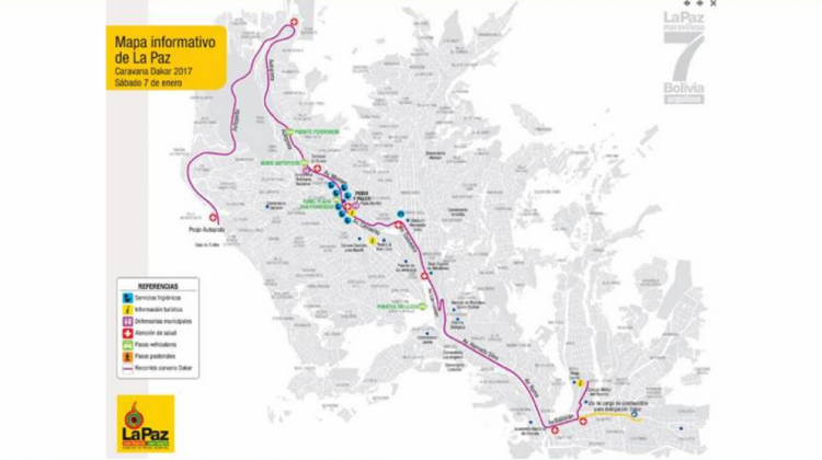 Mapa de la Alcaldía con las vías por las que atravesará el Dakar.