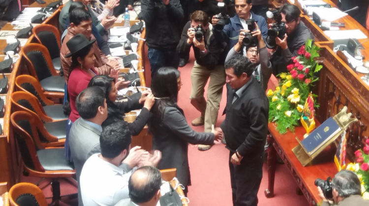 Posesión de Gabriela Montaño como presidenta de la Cámara de Diputados . Foto: Diputados Bolivia