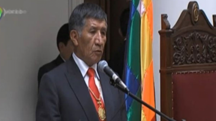 Pastor Mamani en la inauguración del año judicial 2017. (Captura de pantalla: Bolivia Tv)