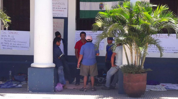 Trabajadores de Sinopec en huelga. Foto archivo: Ministerio de Trabajo