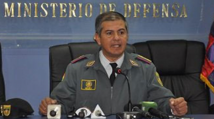 Ramiro Mojica, director General Territorial Militar, en conferencia de prensa. Foto: @mindefbolivia