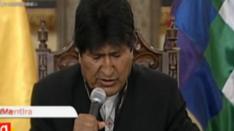 Evo Morales en una declaración de prensa en Palacio (Captura de pantalla: BoliviaTv)