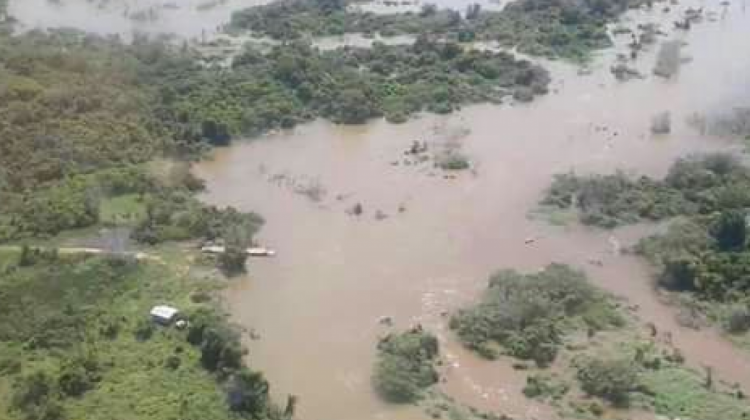 Comunidades del municipio beniano de San Ignacio de Moxos en peligro de quedar inundadas.  Foto: Municipio de Moxos