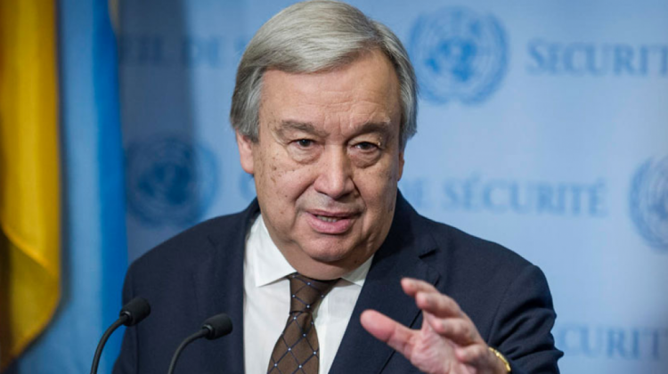 António Guterres habla a la prensa en Nueva York. Foto: ONU/Manuel Elías