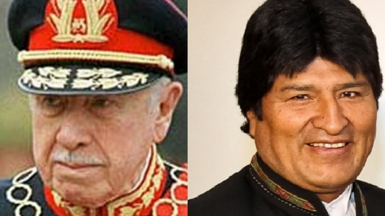 Augusto Pinochet, exdictador de Chile (izquierda) y Evo Morales, presidente de Bolivia. Foto: ANF
