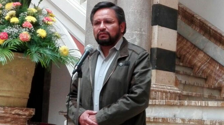 Alfredo Rada en conferencia de prensa en Palacio. Foto: ANF.