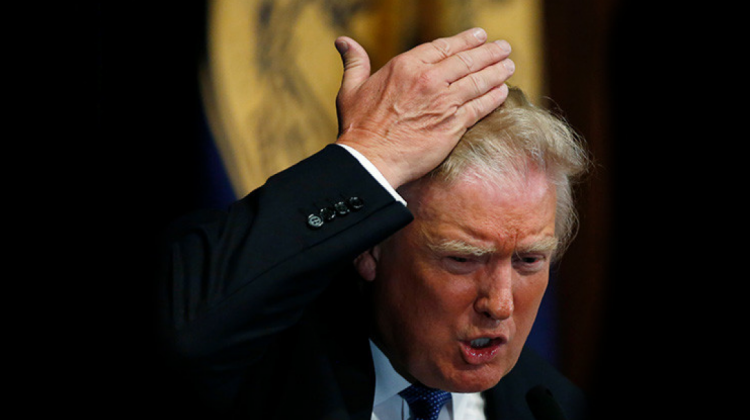El presidente de EEUU, Donald Trump, muestra las raíces de su cabello. Foto: Reuters