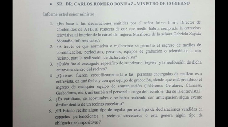 El diputado Barral planteó cinco preguntas dirigidas al ministro de Gobierno, Carlos Romero. Foto: UD