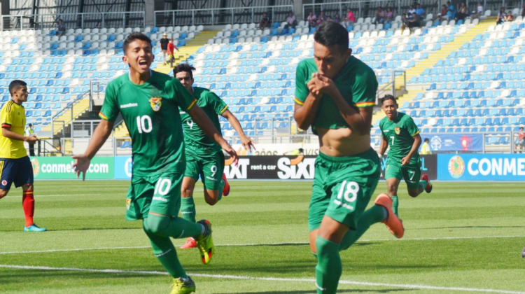 La Verde celebra su primera victoria en el Sudamericano sub-17.    Foto: Prensa FBF