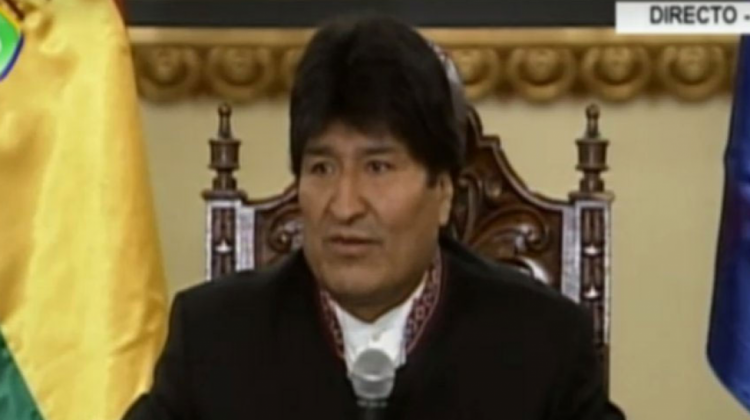 Evo Morales en conferencia de prensa. (Captura de pantalla: Btv)