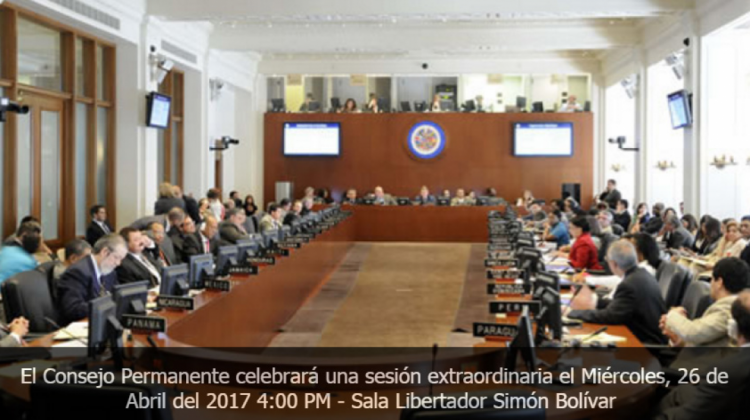 Una sesión del Consejo Permanente de la OEA. Foto: Captura pantalla de página web
