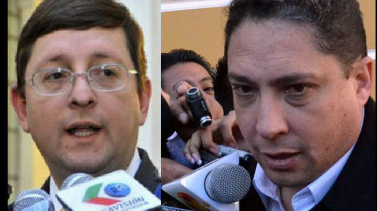 Óscar Ortiz, senador de Ud (izquierda) y Héctor Arce Zaconeta, ministro de Justicia (derecha). Foto composición ANF