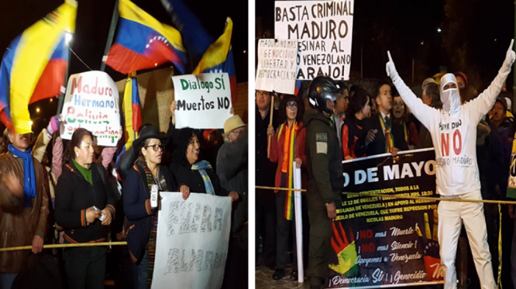 Afines y opositores al gobierno de Nicolás Maduro se reunieron en las inmediaciones de la embajada de Venezuela.  Foto: ANF