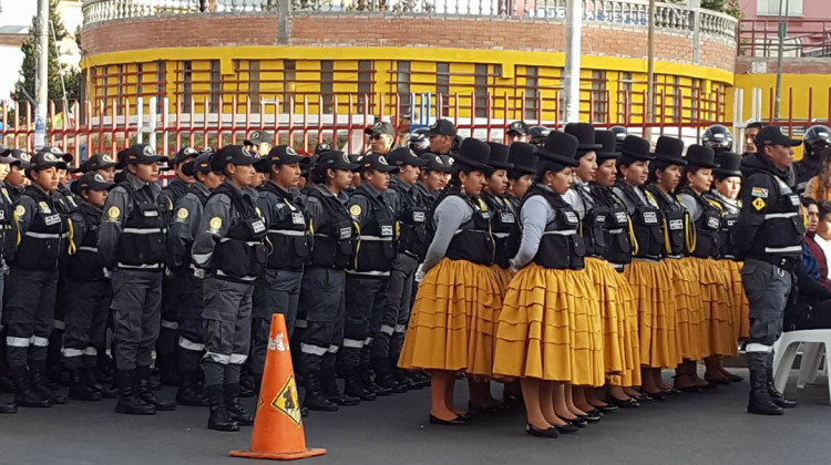 Los guardias municipales de trasporte de El Alto.     Foto: ANF