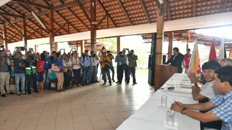 El presidente Evo Morales en la reunión con organizaciones sociales y autoridades electas en Pando. Foto: ANF