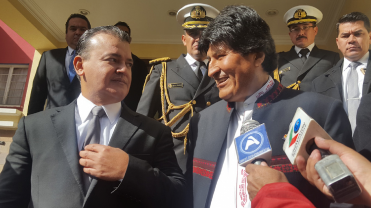 Presidente Evo Morales junto al presidente de la CEPB, Ronald Nostas. Foto archivo: ANF
