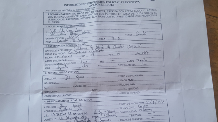 Parte policial.