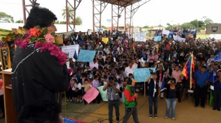 Presidente Evo Morales en Ixiamas . Foto: ABI
