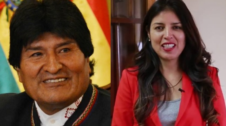 El presidente Evo Morales y la alcaldesa Karen Rojo.