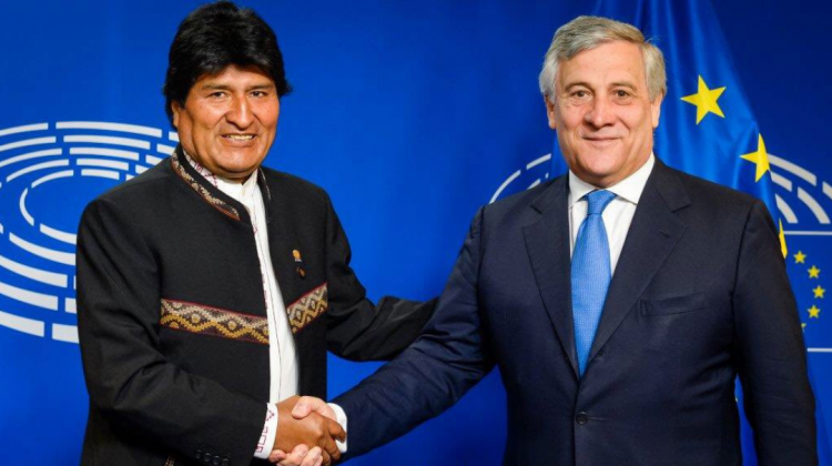 Evo Morales y Antonio Tajani.