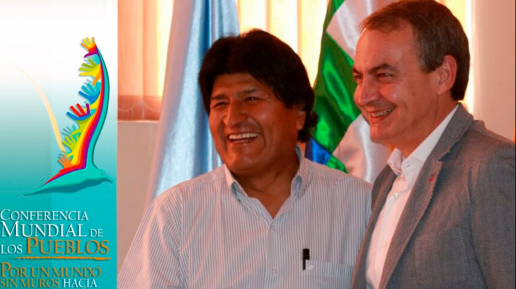 Presidente Evo Morales y expresidente de España, José Luis Rodríguez Zapatero . Foto: BTV
