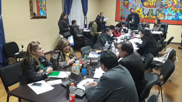 La Comisión Mixta de Constitución durante el proceso de revisión de requisitos de los postulantes al TSJ y al TCP.   Foto: @SenadoBolivia