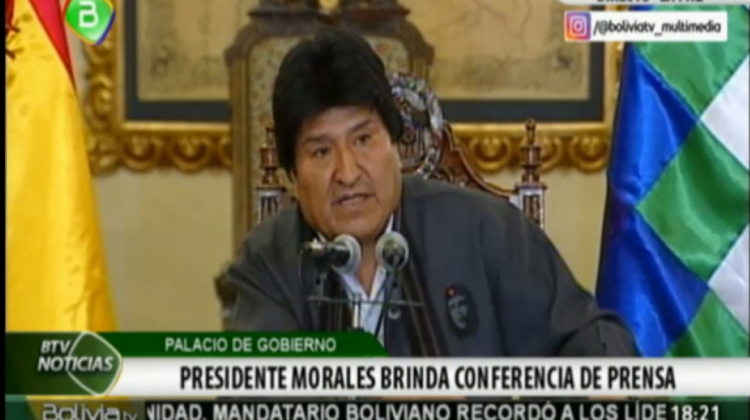 Evo Morales, presidente de Bolivia. Foto captura TVB