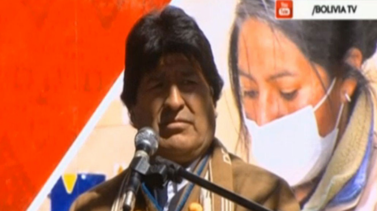 Evo Morales entregó una nueva obra en el Parque Industrial de Kallutaca. (Captura de pantalla: BoliviaTV)