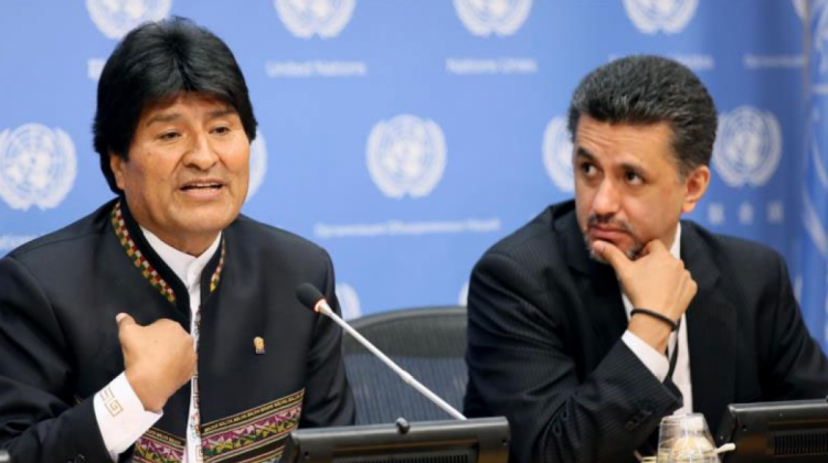 Evo Morales y Sacha Llorenti. Foto de archivo: HispanTV.