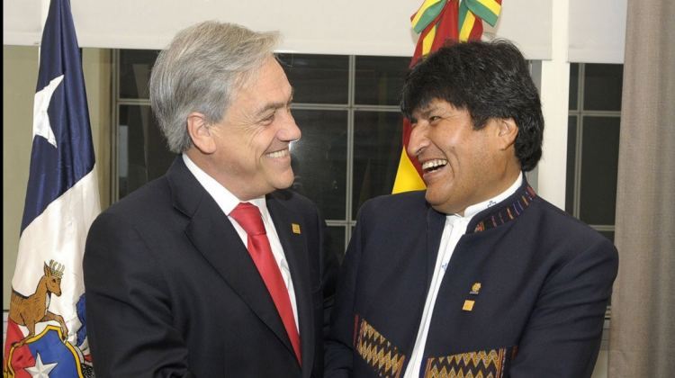 El candidato presidencial en Chile, Sebastián Piñera y presidente, Evo Morales. Foto: Archivo