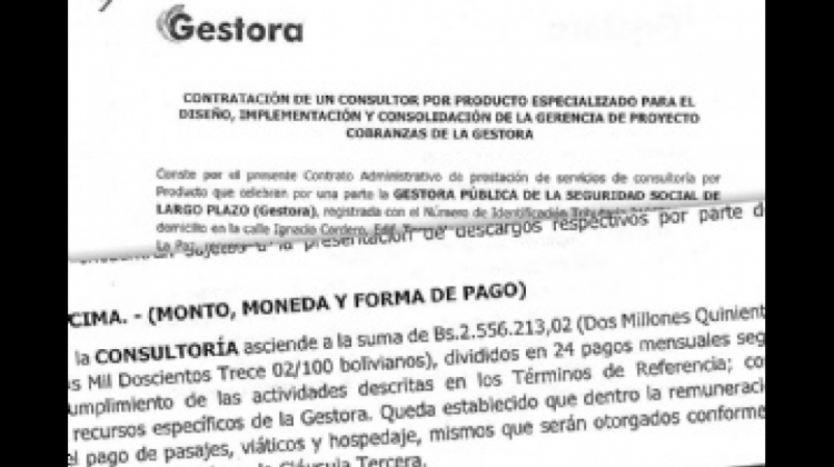 La Gestora Pública paga a consultores Bs 104 mil mensual. Foto: Página Siete