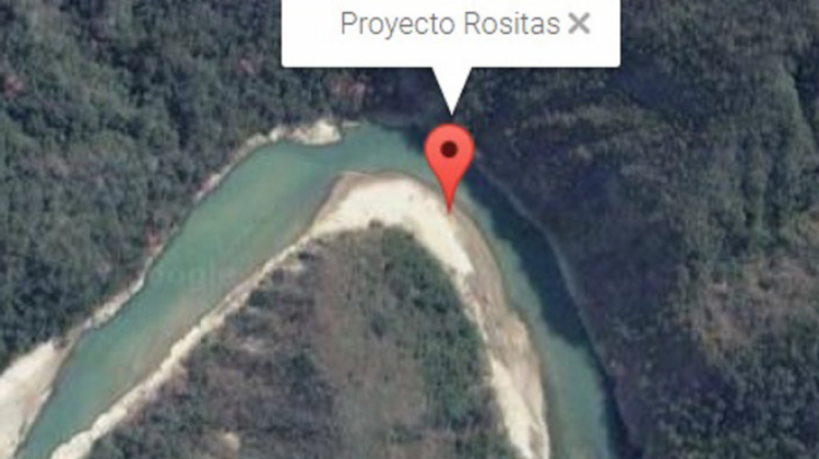 Zona del proyecto hidroeléctrico Rositas. Foto captura de google maps
