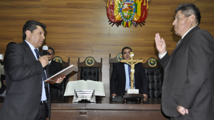 La posesión de Macario Cortez como presidente del Tribunal Constitucional. Foto: TCP