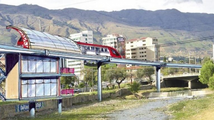 Boceto del Tren Metropolitano de Cochabamba.