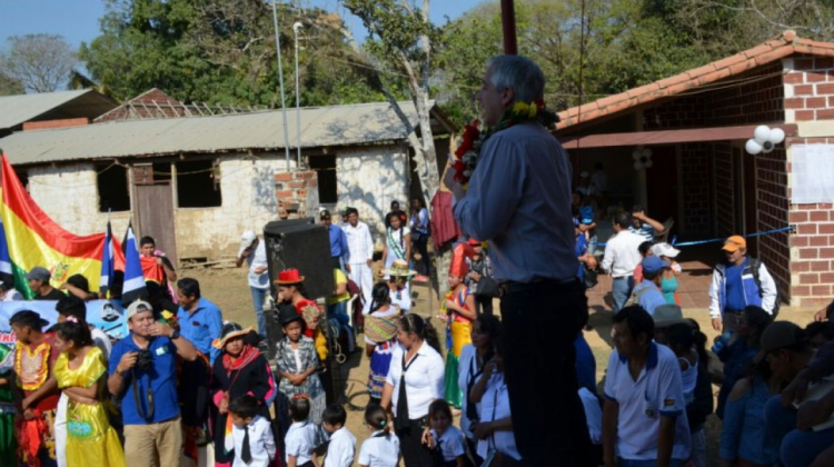 Álvaro García Linera en la entrega de viviendas en Beni. Foto: Vicepresidencia.