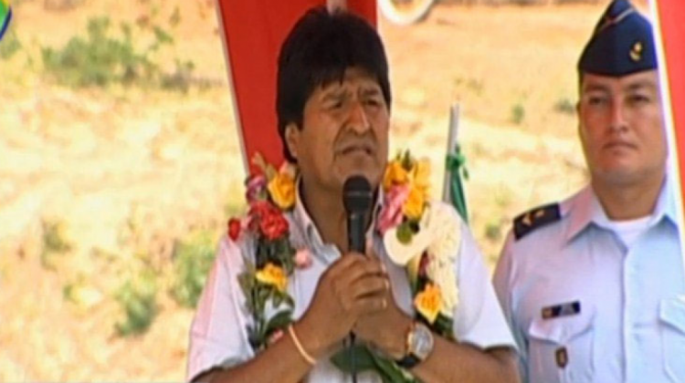 Evo Morales en Quirusillas. Foto: @mincombolivia