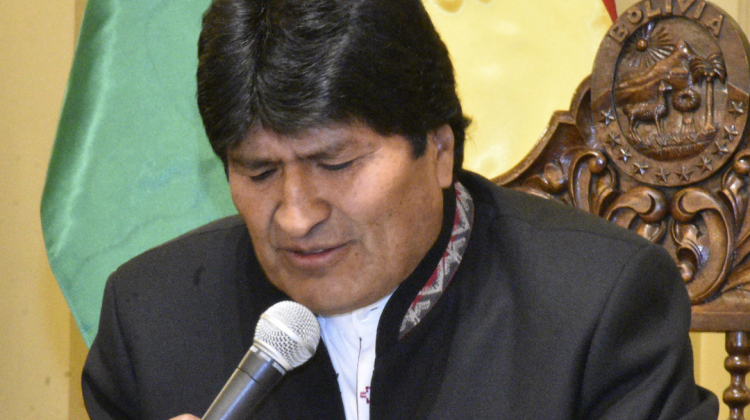 Evo Morales en Palacio de Gobierno. Foto: ABI.