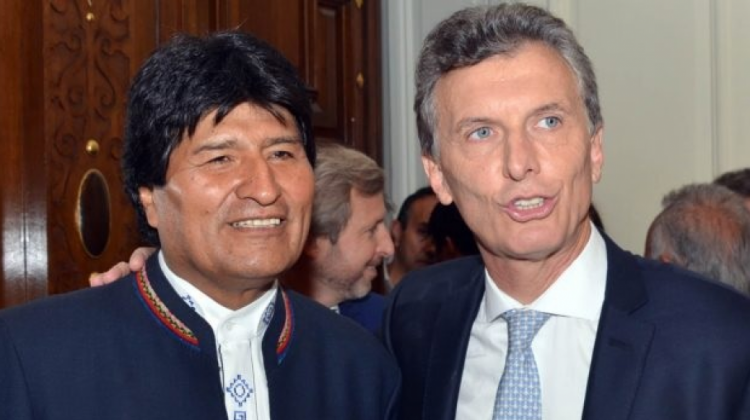 Presidente Evo Morales y su homólogo argentino, Mauricio Macri . Foto: Abya Yala Digital