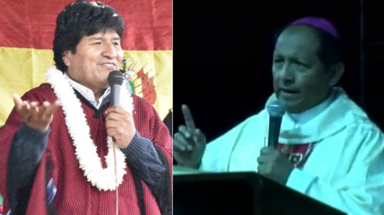 Evo Morales y el monseñor Ricardo Centellas. Fotos: Abi y Diakonia.